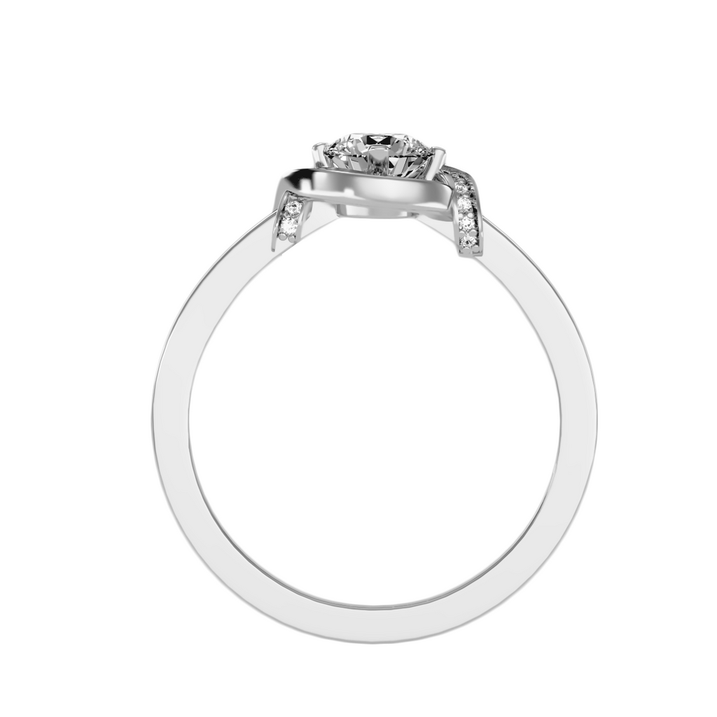 MoissaniteBay 0.69 CTW Round Colorless Moissanite Knot Halo Ring