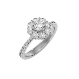 MoissaniteBay 1.64 CTW Round Colorless Moissanite Floral Halo Ring