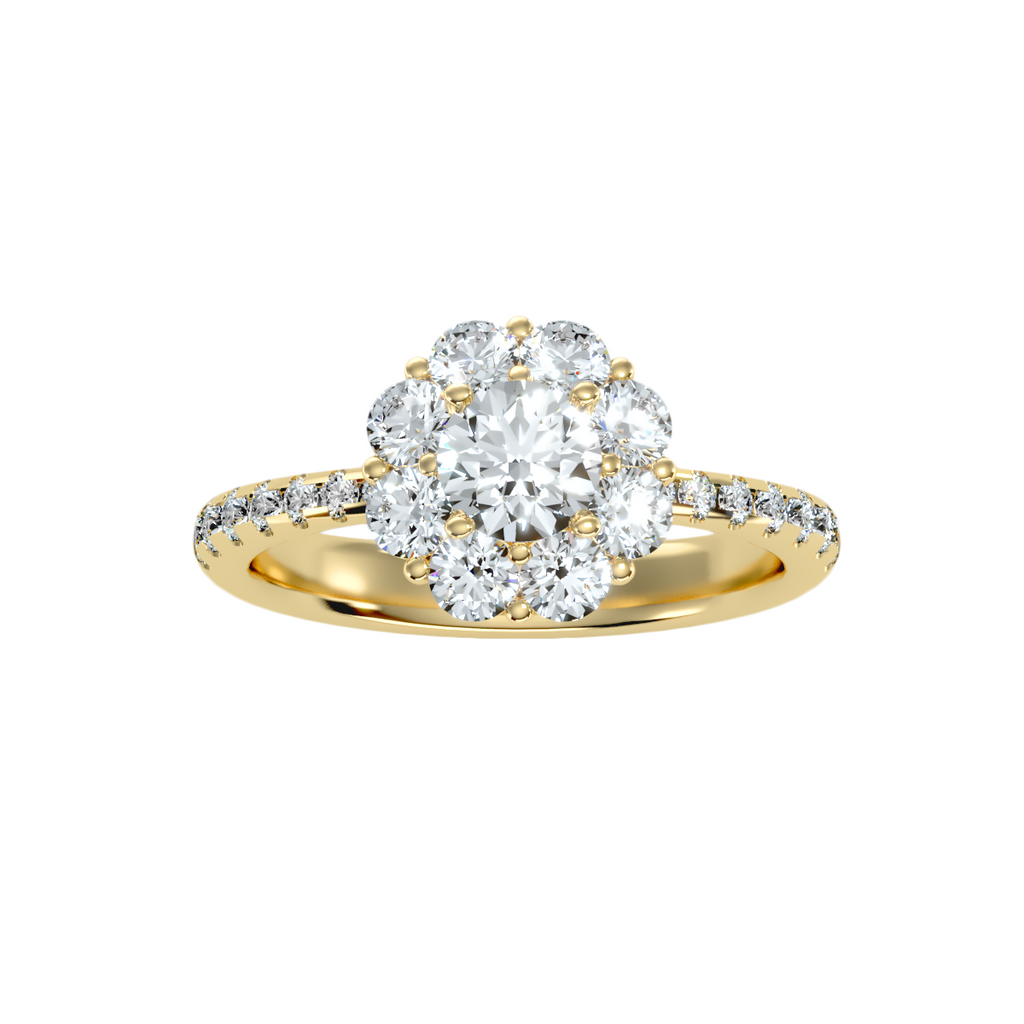 MoissaniteBay 1.64 CTW Round Colorless Moissanite Floral Halo Ring