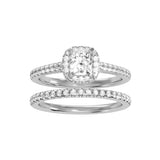 MoissaniteBay 1.10 CTW Princess Colorless Moissanite with Side Accents Bridal Set