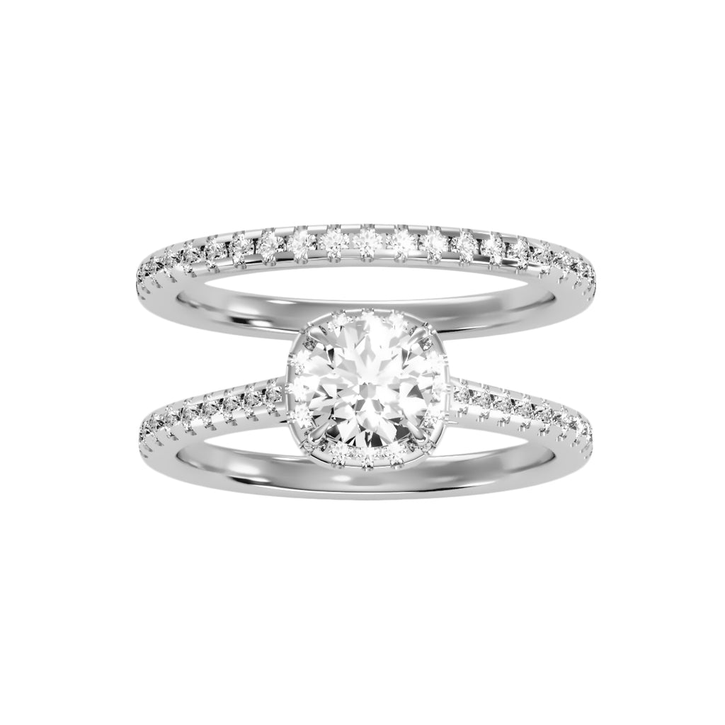 MoissaniteBay 1.31 CTW Round Colorless Moissanite with Side Accents Bridal Set