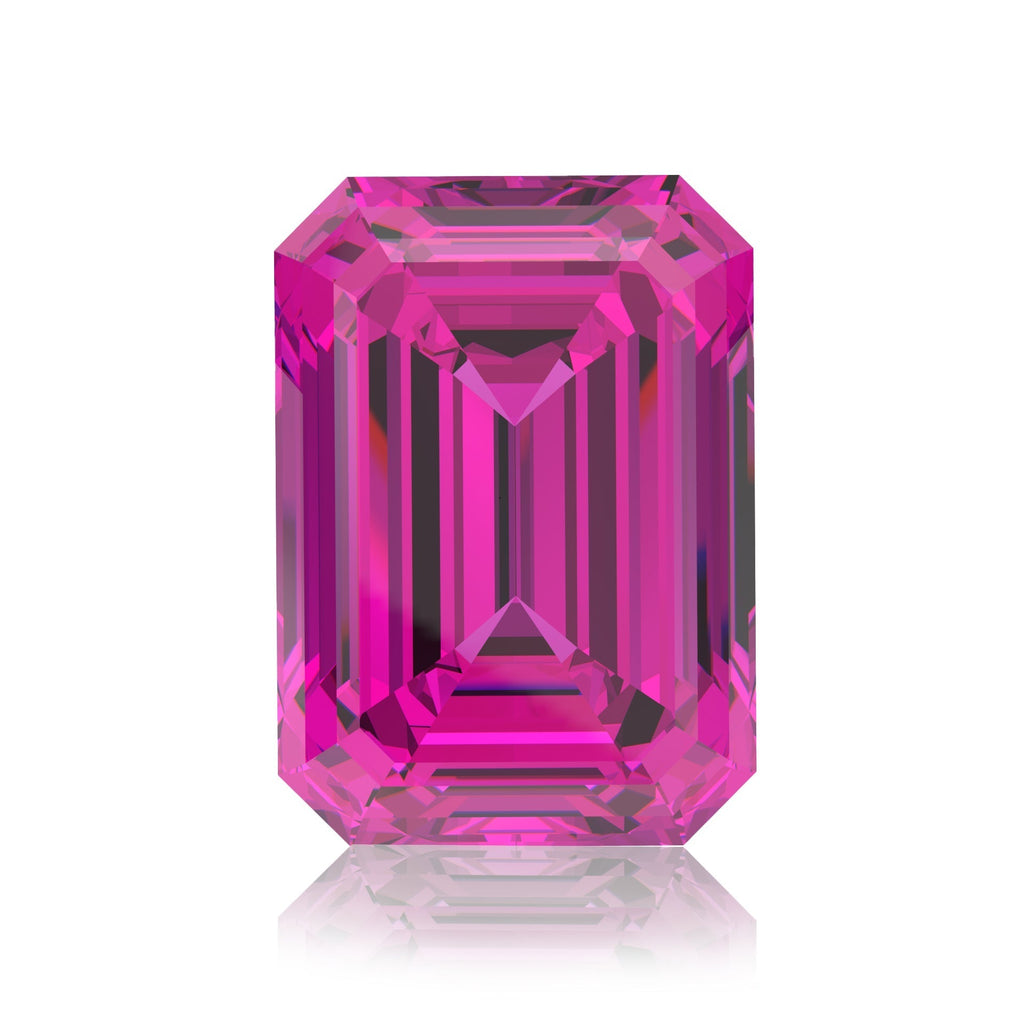 IceMoissanite Plus Emerald Cut Loose Lab Grown Pink Sapphire Stone