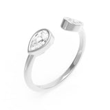 MoissaniteBay 0.60 CTW Pear Colorless Moissanite Adjustable Pinky Ring